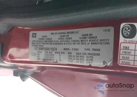 2011 GMC Canyon Sle1 z USA, uszkodzony, nr VIN 1GTJ6MFE6B8115574